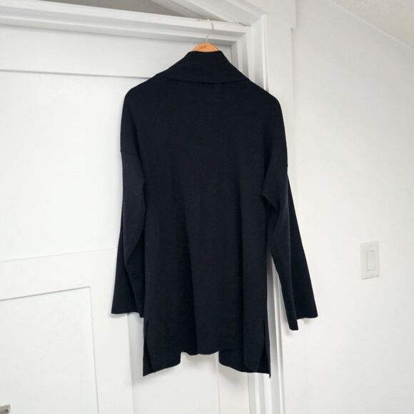 Escada 90s Wool Long Open Duster Shawl Cardigan in Black - Picture 5 of 9